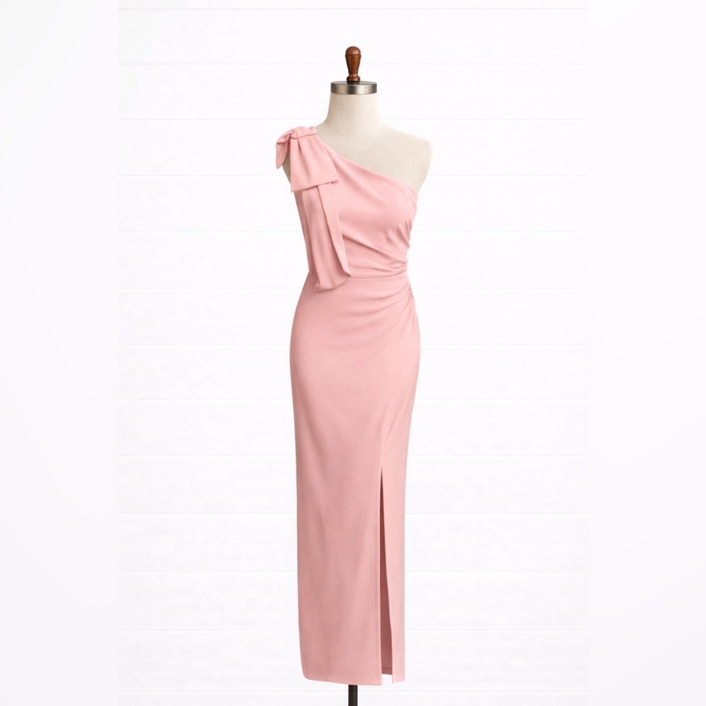 PrettyGarden - One Shoulder Ruched Formal Maxi Dress - Pink - Size Small
